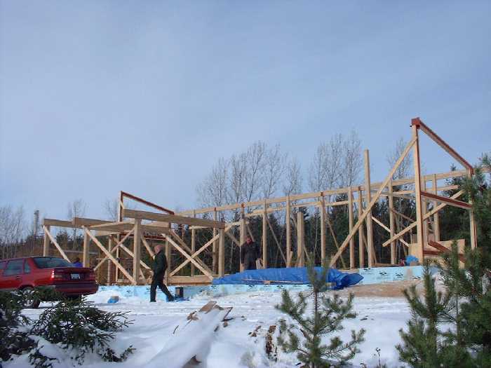 From a distance the framing takes shape.