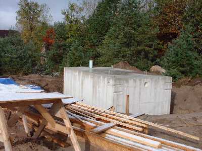 The water cistern which will hold our rain water collected from the vegetative roof.