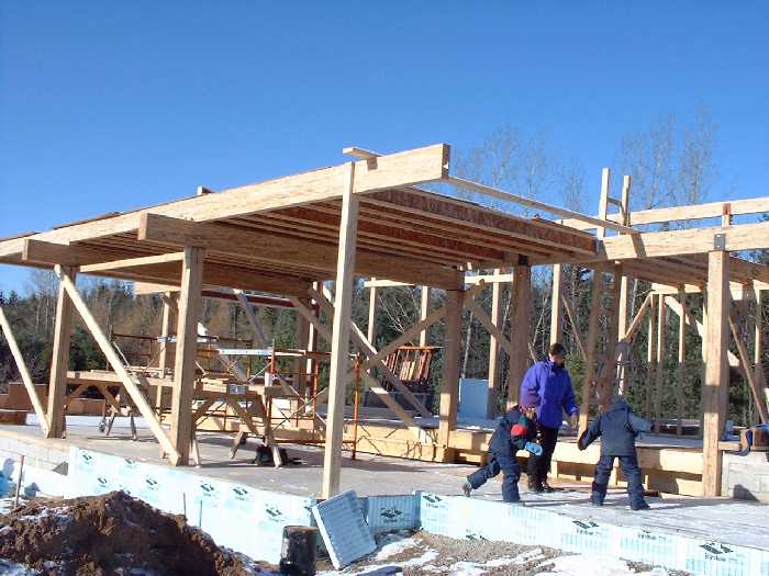 The joists are clearly visible looking up through the house from the south east side.
