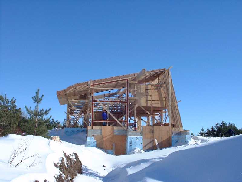 The shape, outlined in perfect blue, inspires us as we imagine the future green roof growing in the summer.