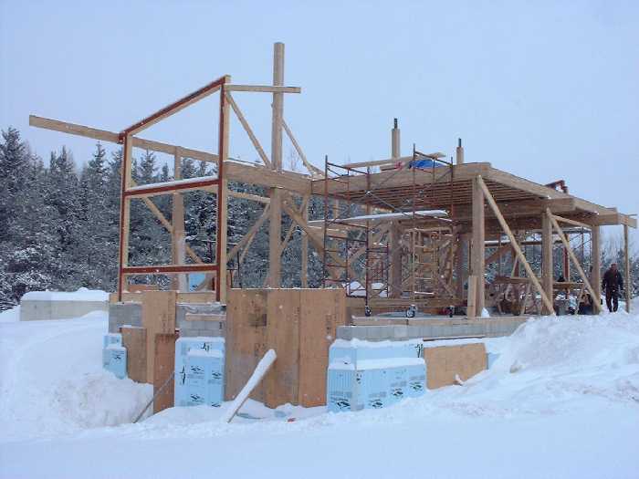 December 15 , 2000 - Looking up from the south to the north. Colin and the crew have worked through the snow storm by clearing the snow every day.