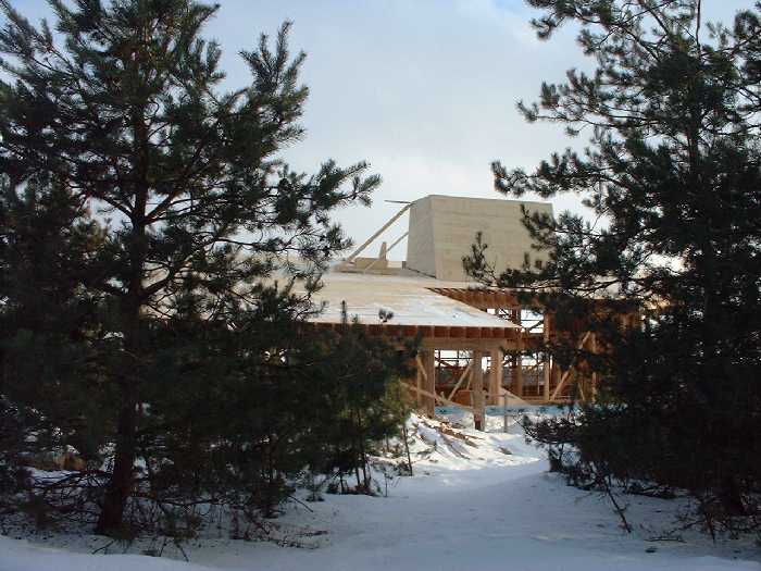 Looking at the main sky light and ventilation shaft from the north.