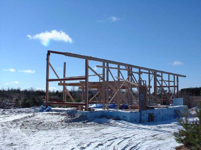 Looking from north to south west through the frame of the house. The second floor is starting to take shape in the middle.