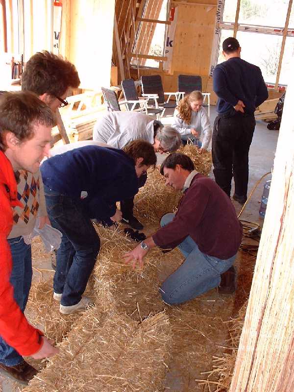 Learning to tie up a 1/2 bale.