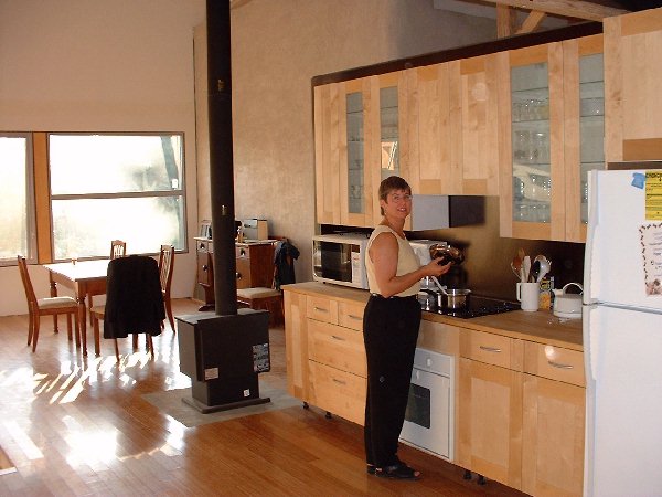 Leigh enjoys our new kitchen although many finishing touches remain to be completed.