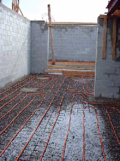 The basement gets extensive tubing for in floor heating.
