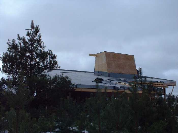 The entire roof now has the EPDM layer applied which completes the waterproofing for the roof. This industrial material is enough to complete the roof until we have time to apply the additional layers